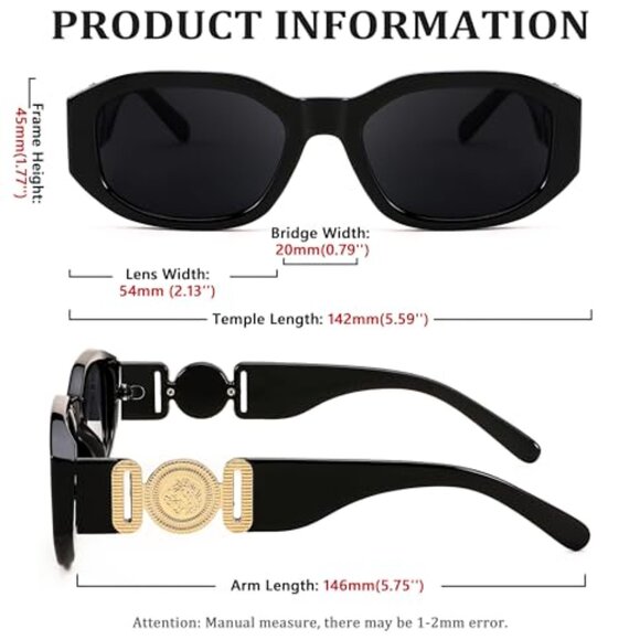 Retro Rectangle Sunglasses Vintage 90s Small Narrow Square UV400 main image 6